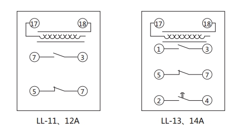 LL-14A繼電器內部接線 LL-14A繼電器內部接線