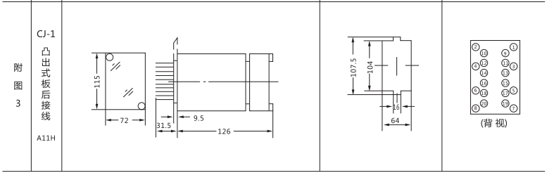 ZJC-3靜態沖擊繼電器外形及開孔尺寸圖2 ZJC-3靜態沖擊繼電器外形及開孔尺寸圖2