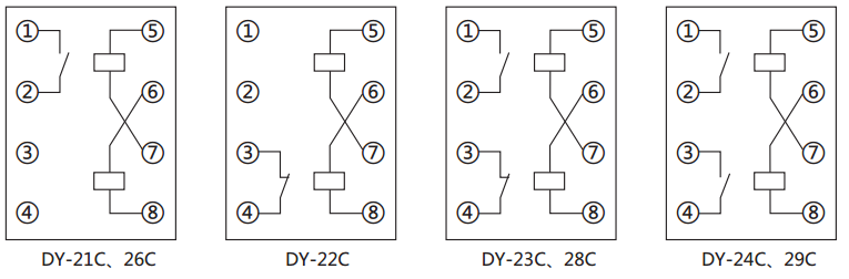 DY-23C、D電壓繼電器內(nèi)部接線圖 DY-23C、D電壓繼電器內(nèi)部接線圖