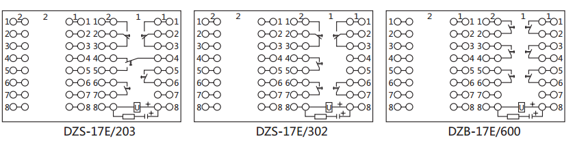 DZS-17E/203延時中間繼電器內部接線及外引接線圖(背視) DZS-17E/203延時中間繼電器內部接線及外引接線圖(背視)