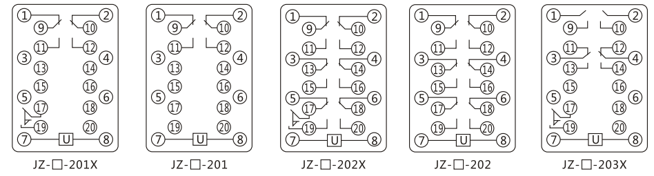 JZY(J)-211靜態中間繼電器內部接線圖及外引接線圖 JZY(J)-211靜態中間繼電器內部接線圖及外引接線圖