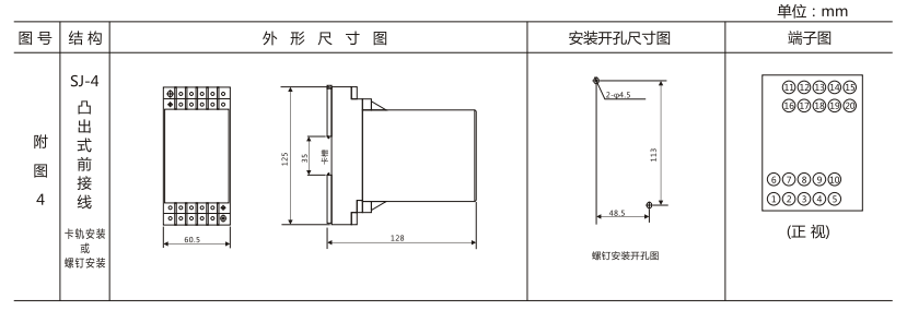 DZY(J)-414導軌式中間繼電器外形結構及開孔尺寸圖 DZY(J)-414導軌式中間繼電器外形結構及開孔尺寸圖