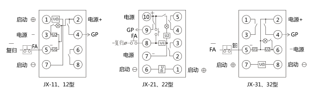 JX-21靜態信號繼電器內部接線及外部引線圖 JX-21靜態信號繼電器內部接線及外部引線圖